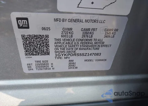 2025 Cadillac Xt6 Awd Premium Luxury z USA, uszkodzony, nr VIN 1GYKPDRS5SZ147083